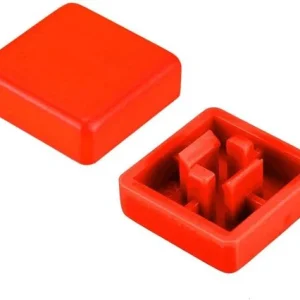 Szögletes kupa nyomógombhoz piros 12x12x7.3mm