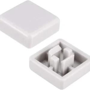 Szögletes kupak nyomógombhoz fehér 12x12x7.3mm