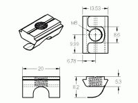 B10 horonyanya 20x13,8x5,3 mm, M8 10-es horonyhoz - Image 3